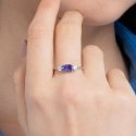 Luca Barra - Anello Donna Acciaio - Zirconi Viola E Bianchi