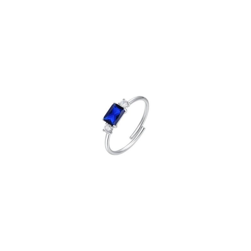 Luca Barra - Anello Donna Acciaio - Zirconi Blu E Bianchi