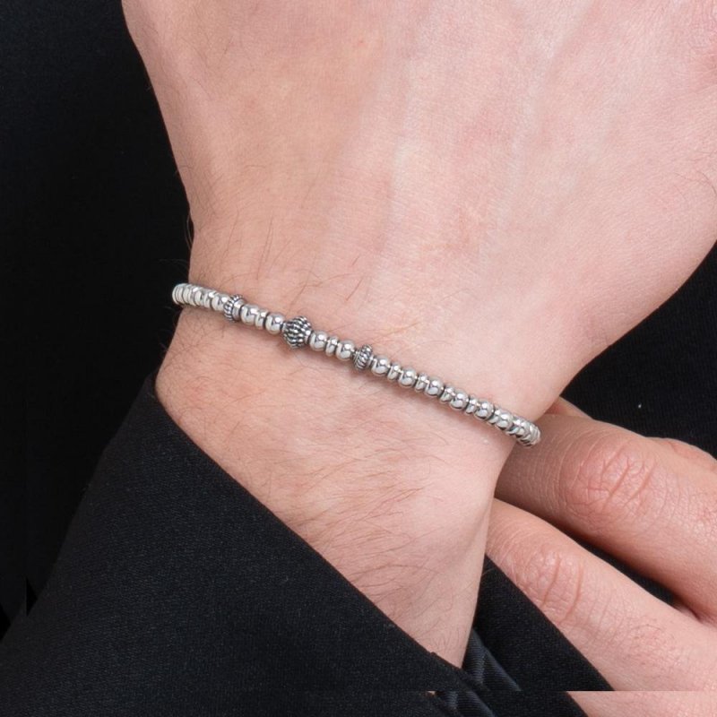 Luca Barra - Bracciale Uomo Acciaio - Effetto Vintage - 19+3Cm