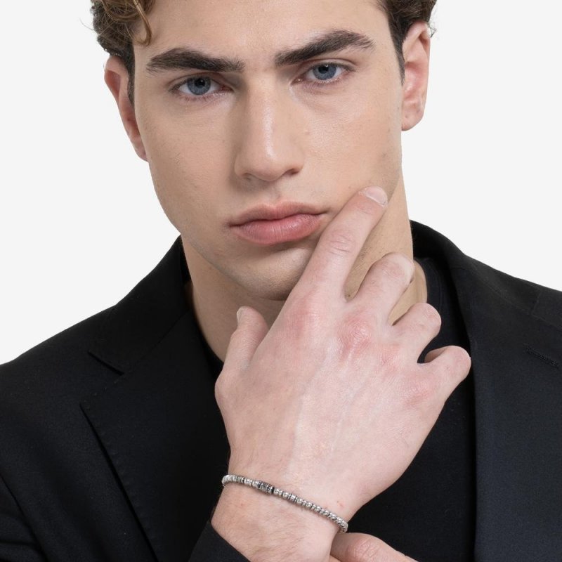 Luca Barra - Bracciale Uomo Acciaio - Effetto Vintage - Design Moderno