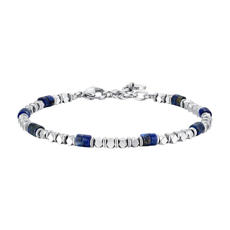 Luca Barra - Bracciale Uomo Acciaio - Ematite - Pietre Lapis