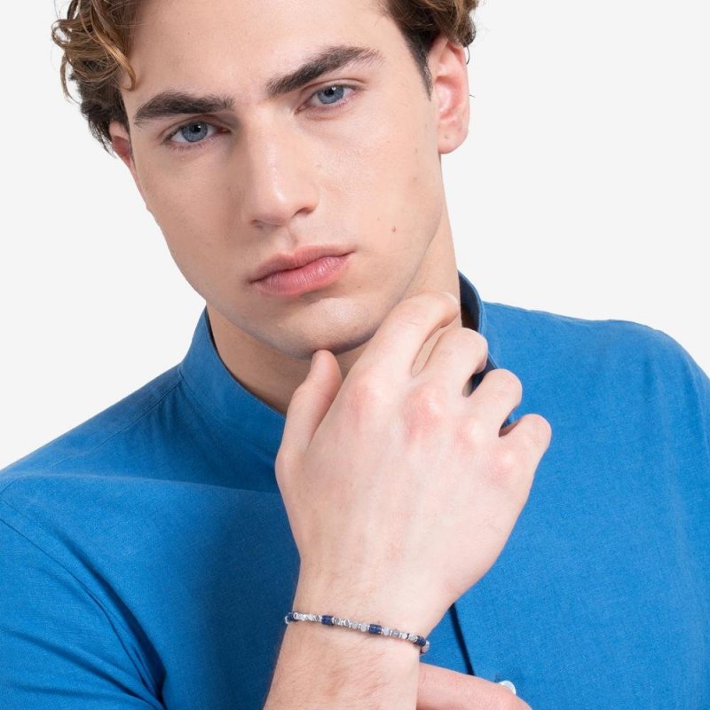 Luca Barra - Bracciale Uomo Acciaio - Ematite - Pietre Lapis