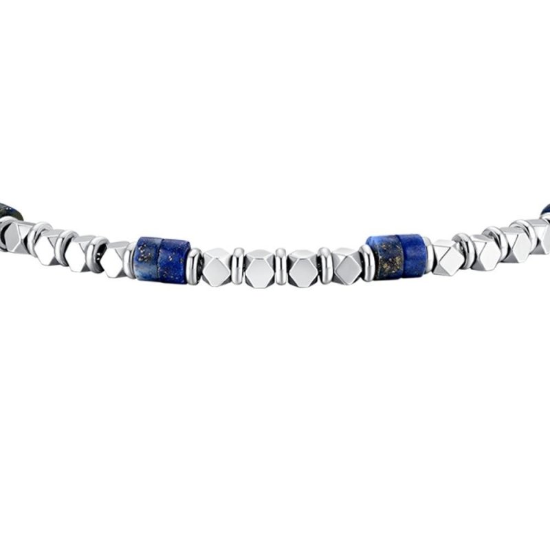 Luca Barra - Bracciale Uomo Acciaio - Ematite - Pietre Lapis