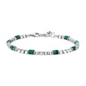 Luca Barra - Bracciale Uomo Acciaio - Ematite - Malachite