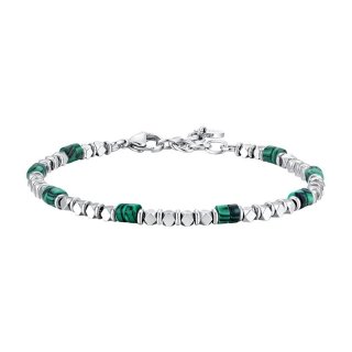 Luca Barra - Bracciale Uomo Acciaio - Ematite - Malachite
