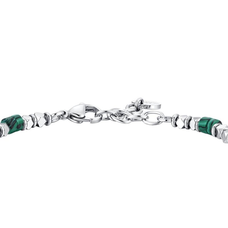 Luca Barra - Bracciale Uomo Acciaio - Ematite - Malachite