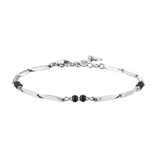 Luca Barra - Bracciale Uomo Acciaio - Pietre Agata Elegante