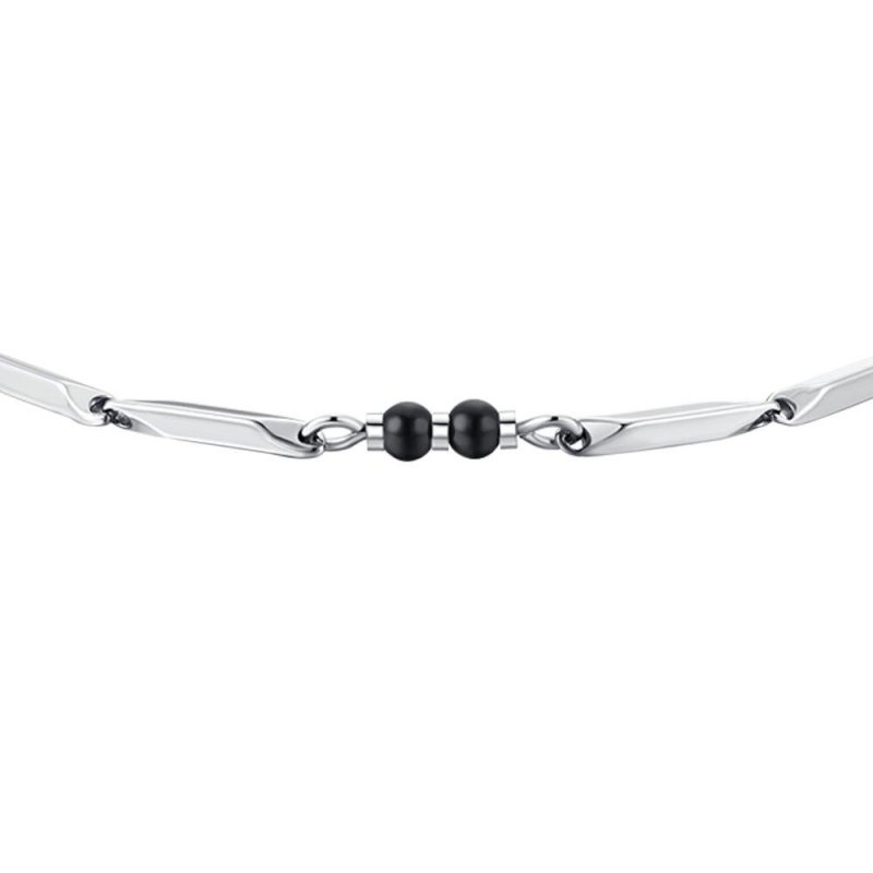 Luca Barra - Bracciale Uomo Acciaio - Pietre Agata Elegante