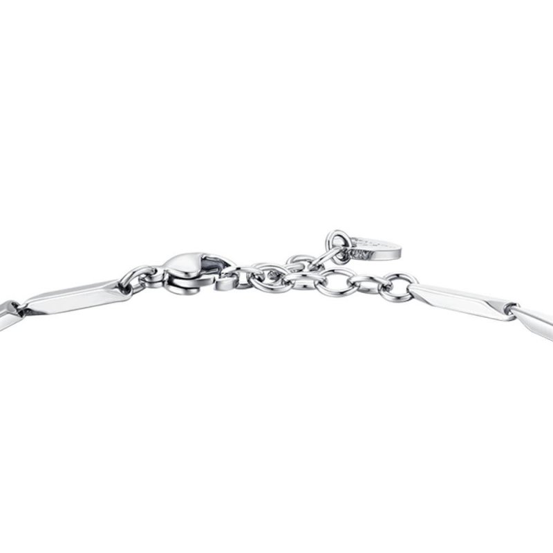 Luca Barra - Bracciale Uomo Acciaio - Pietre Agata Elegante