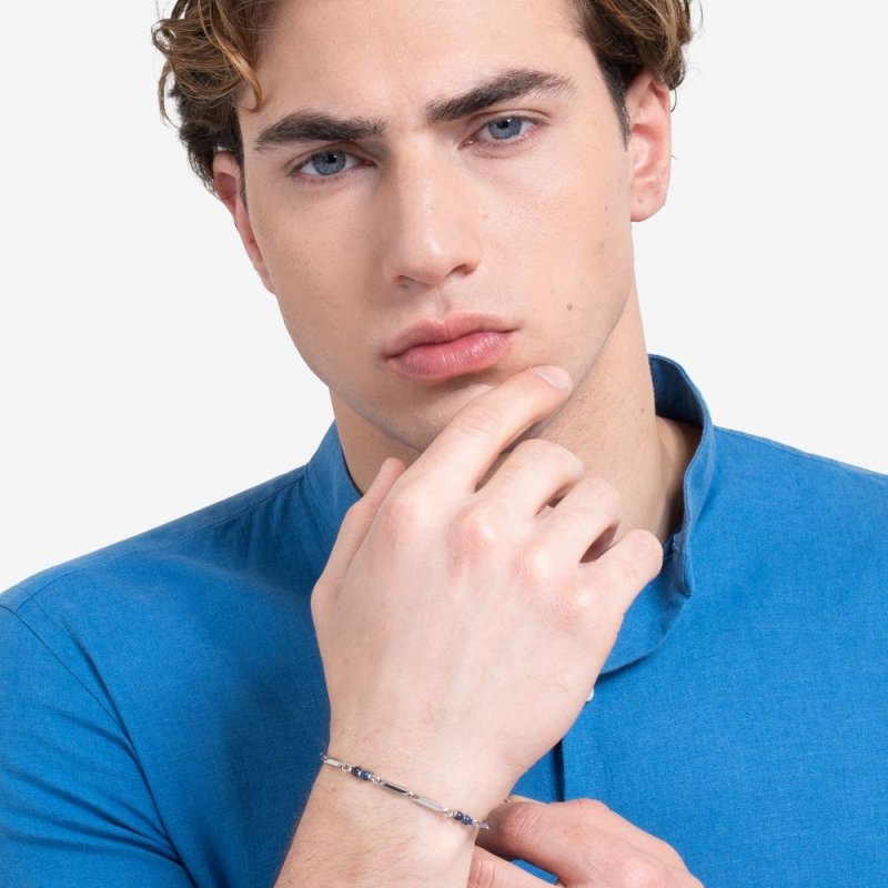 Luca Barra - Bracciale Uomo - Acciaio - Pietre Lapis