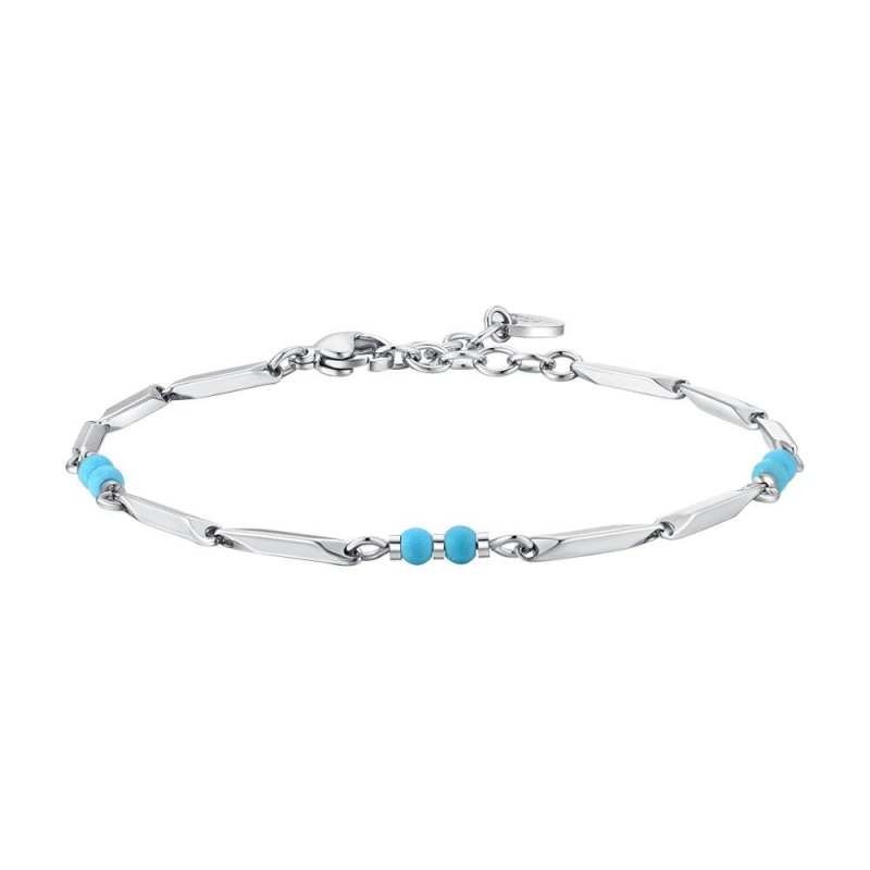 Luca Barra - Bracciale Uomo - Acciaio - Pietre Turchesi