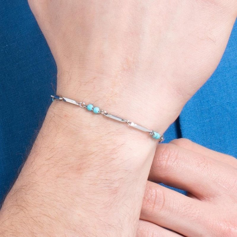 Luca Barra - Bracciale Uomo - Acciaio - Pietre Turchesi