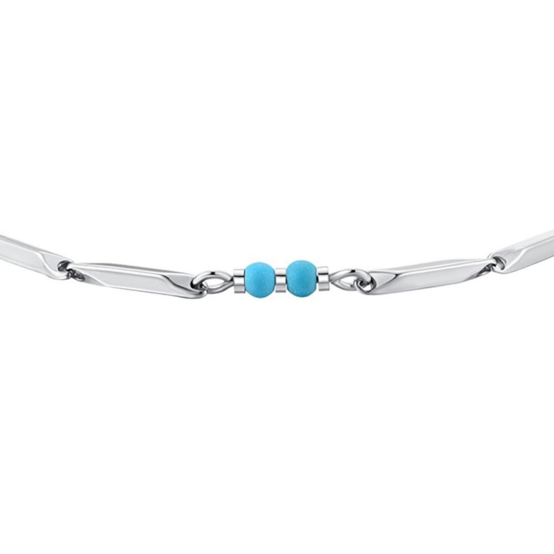 Luca Barra - Bracciale Uomo - Acciaio - Pietre Turchesi