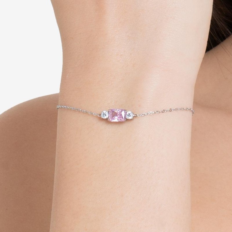 Luca Barra - Bracciale Donna - Acciaio - Zirconi Rosa E Bianchi