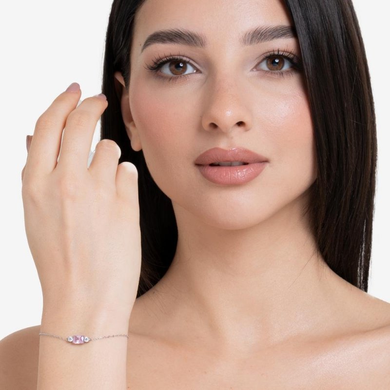 Luca Barra - Bracciale Donna - Acciaio - Zirconi Rosa E Bianchi