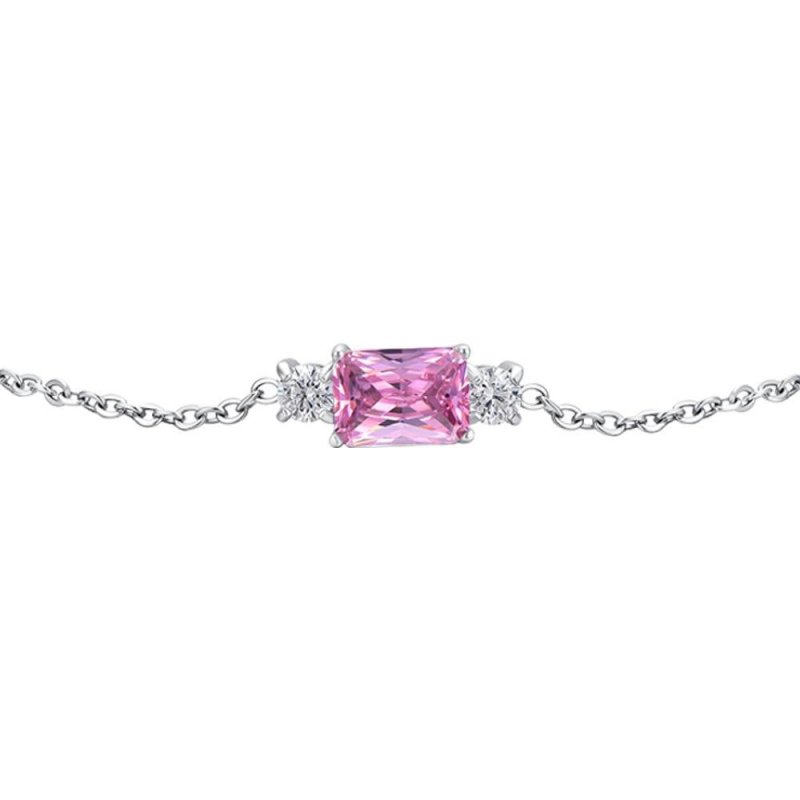 Luca Barra - Bracciale Donna - Acciaio - Zirconi Rosa E Bianchi