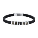 Luca Barra - Bracciale Uomo Silicone Nero - Acciaio - Ip Nero Gold