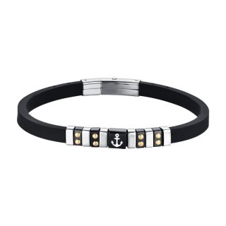 Luca Barra - Bracciale Uomo Silicone Nero - Acciaio - Ip Nero Gold