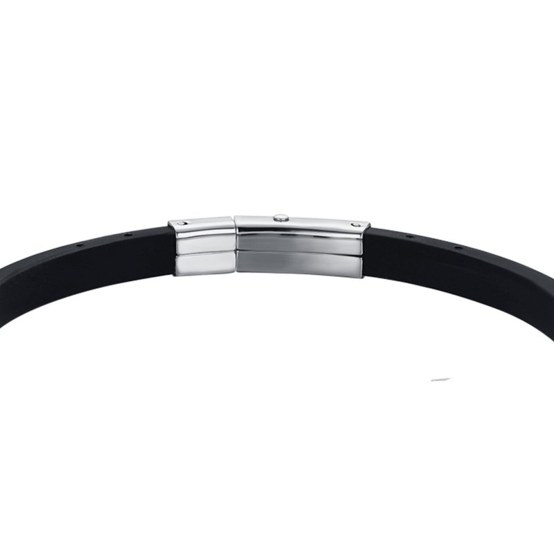 Luca Barra - Bracciale Uomo Silicone Nero - Acciaio - Ip Nero Gold