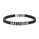 Luca Barra - Bracciale Uomo - Silicone Nero - Acciaio - Rosa Dei Venti