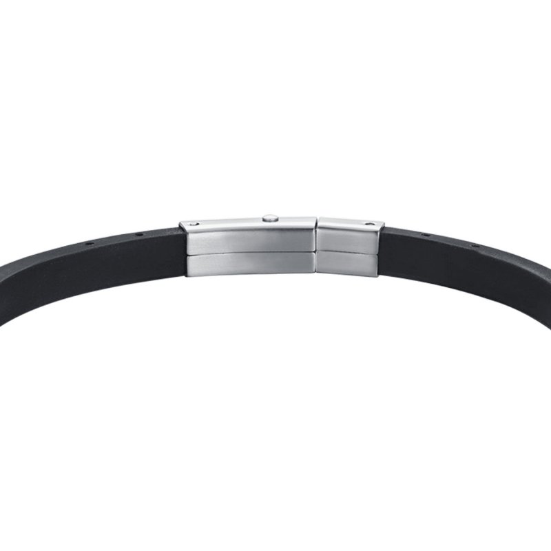 Luca Barra - Bracciale Uomo - Silicone Nero - Acciaio - Rosa Dei Venti