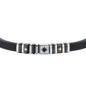 Luca Barra - Bracciale Uomo - Silicone Nero - Acciaio - Rosa Dei Venti