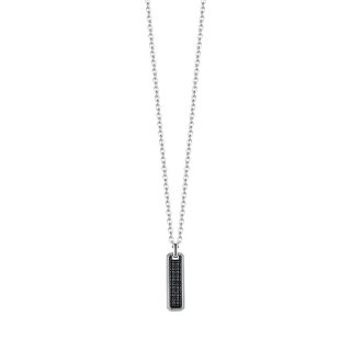 Luca Barra - Collana Uomo Acciaio - Cristalli Neri - Elegante