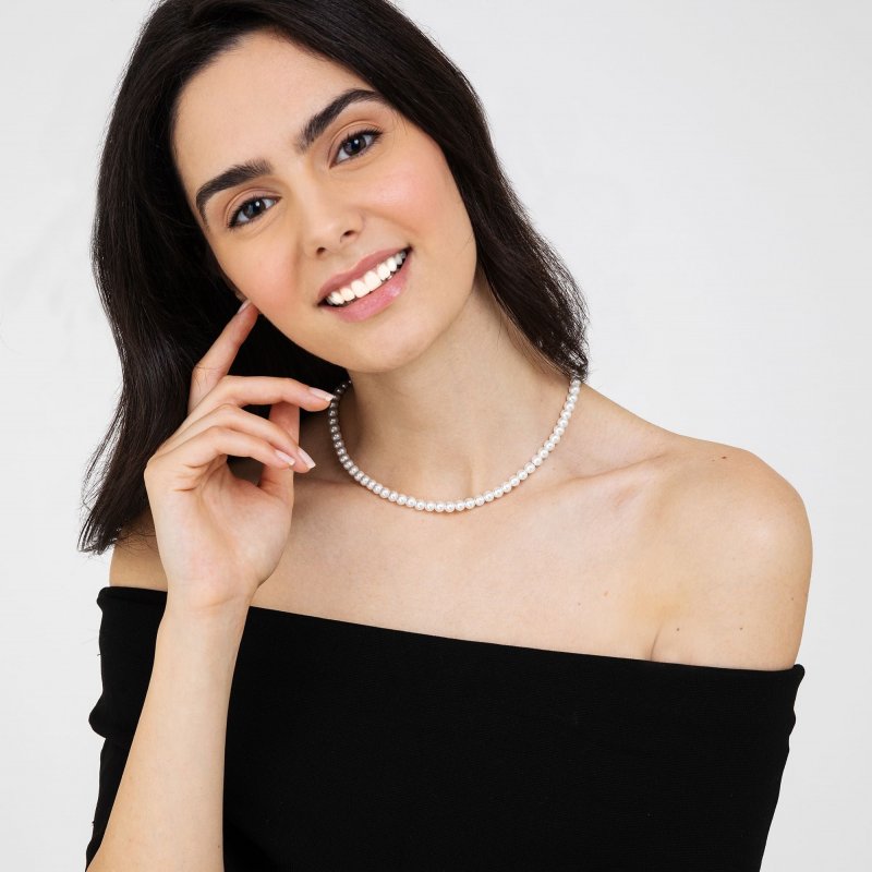 Luca Barra - Collana Donna Perle Bianche - Acciaio - Elegante
