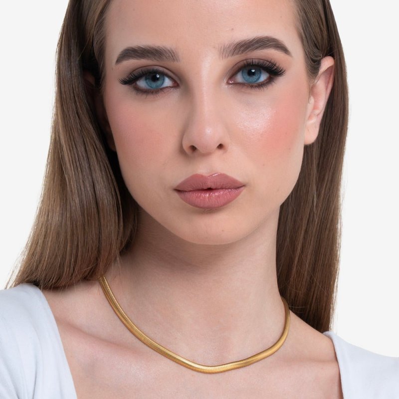 Luca Barra - Collana Snake Donna - Acciaio Dorato - 38+5Cm