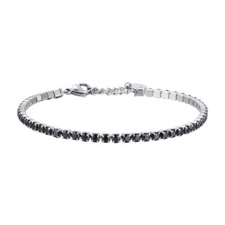 Luca Barra - Bracciale Tennis Uomo - Acciaio - Cristalli Neri