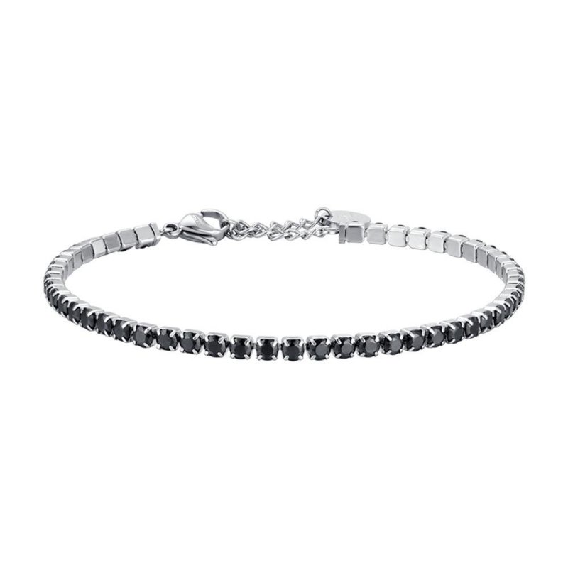 Luca Barra - Bracciale Tennis Uomo - Acciaio - Cristalli Neri