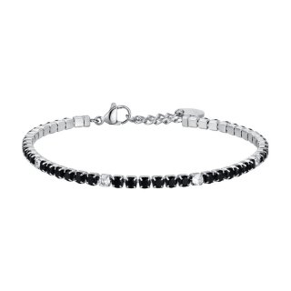 Luca Barra - Bracciale Tennis Uomo - Acciaio - Cristalli Neri E Bianchi