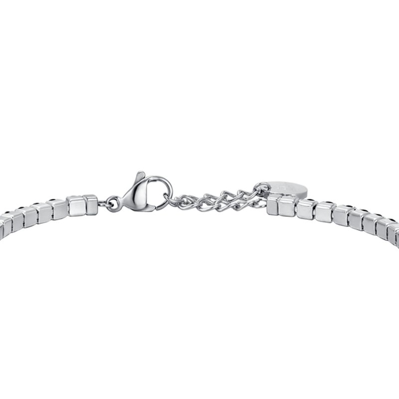 Luca Barra - Bracciale Tennis Uomo - Acciaio - Cristalli Neri E Bianchi