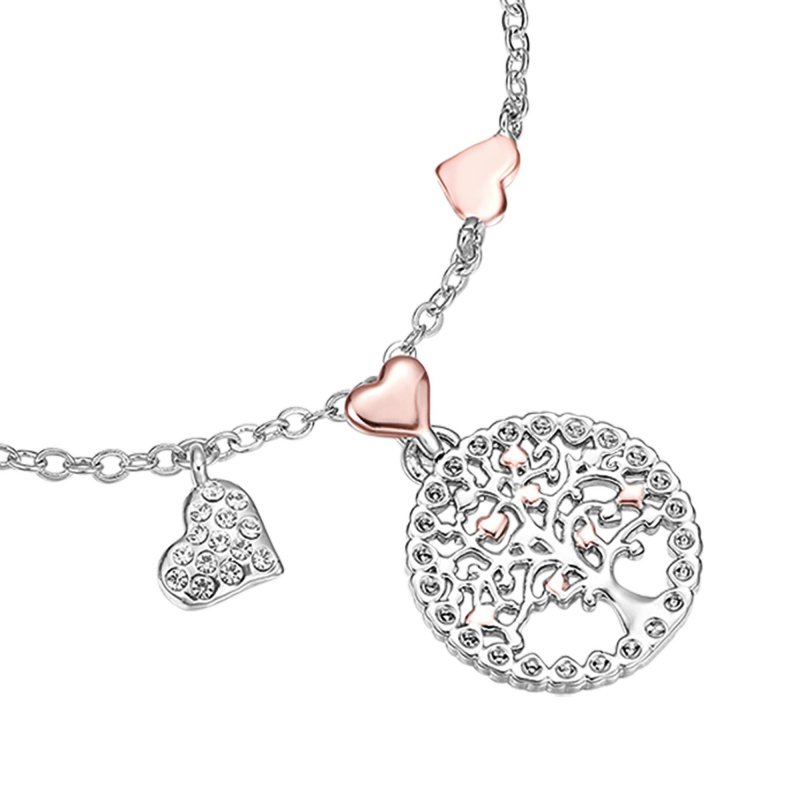 Luca Barra - Bracciale Albero Vita - Acciaio - Cuori Rosè