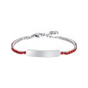 Luca Barra - Bracciale Tennis Bambina - Acciaio - Cristalli Rossi