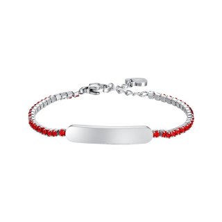 Luca Barra - Bracciale Tennis Bambina - Acciaio - Cristalli Rossi