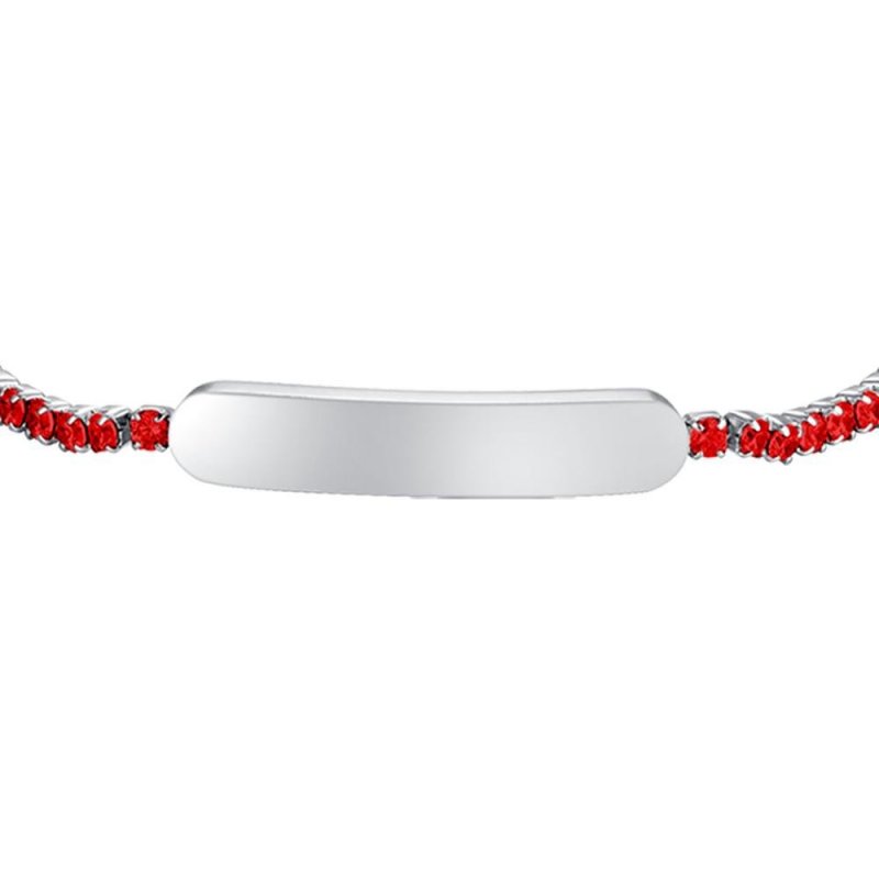 Luca Barra - Bracciale Tennis Bambina - Acciaio - Cristalli Rossi