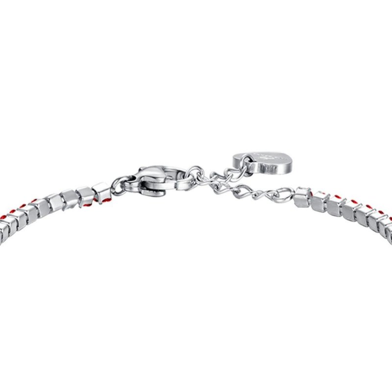 Luca Barra - Bracciale Tennis Bambina - Acciaio - Cristalli Rossi
