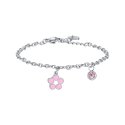Luca Barra - Bracciale Bambina - Acciaio - Fiore Smalto Rosa Bianco