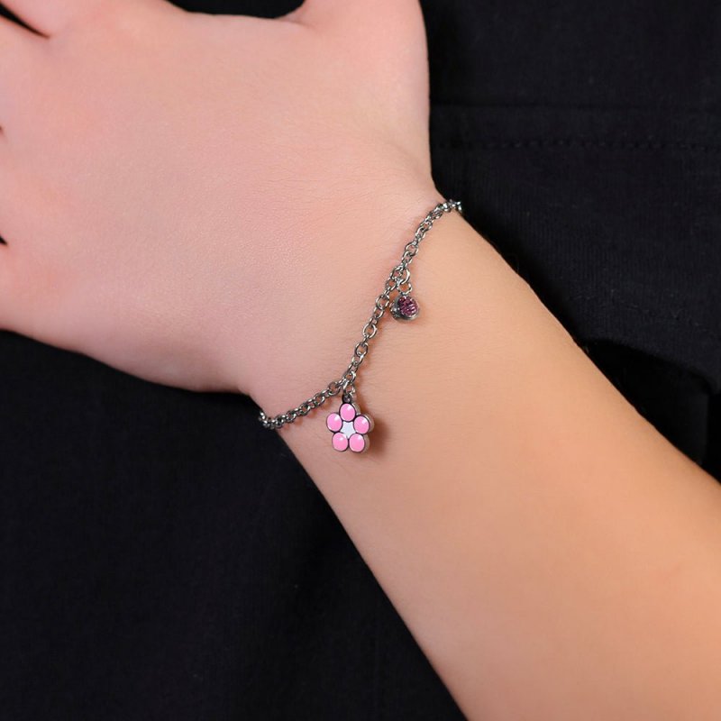 Luca Barra - Bracciale Bambina - Acciaio - Fiore Smalto Rosa Bianco