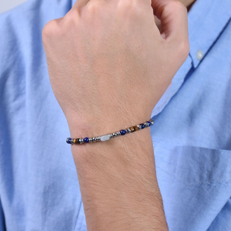 Luca Barra - Bracciale Uomo Acciaio - Lapis - Occhio Di Tigre
