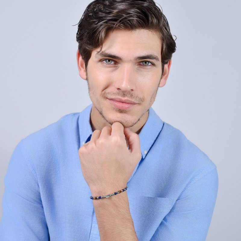 Luca Barra - Bracciale Uomo Acciaio - Lapis - Occhio Di Tigre
