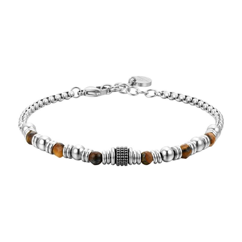Luca Barra - Bracciale Uomo Acciaio - Occhio Di Tigre - Eleganza