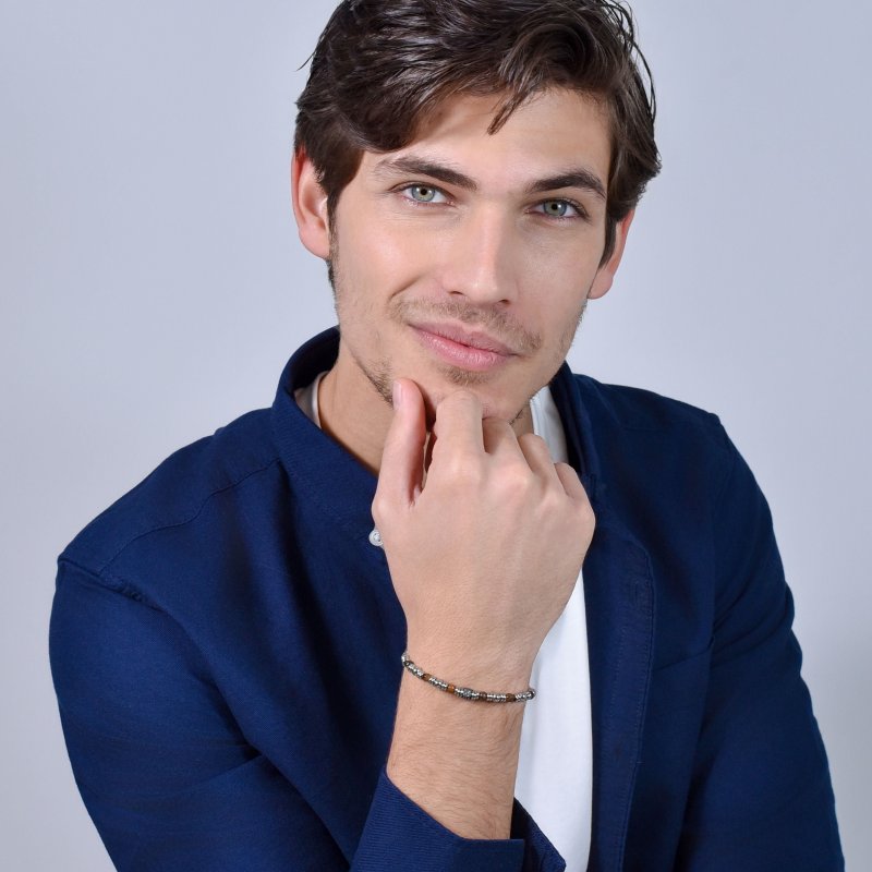 Luca Barra - Bracciale Uomo Acciaio - Occhio Di Tigre - Eleganza