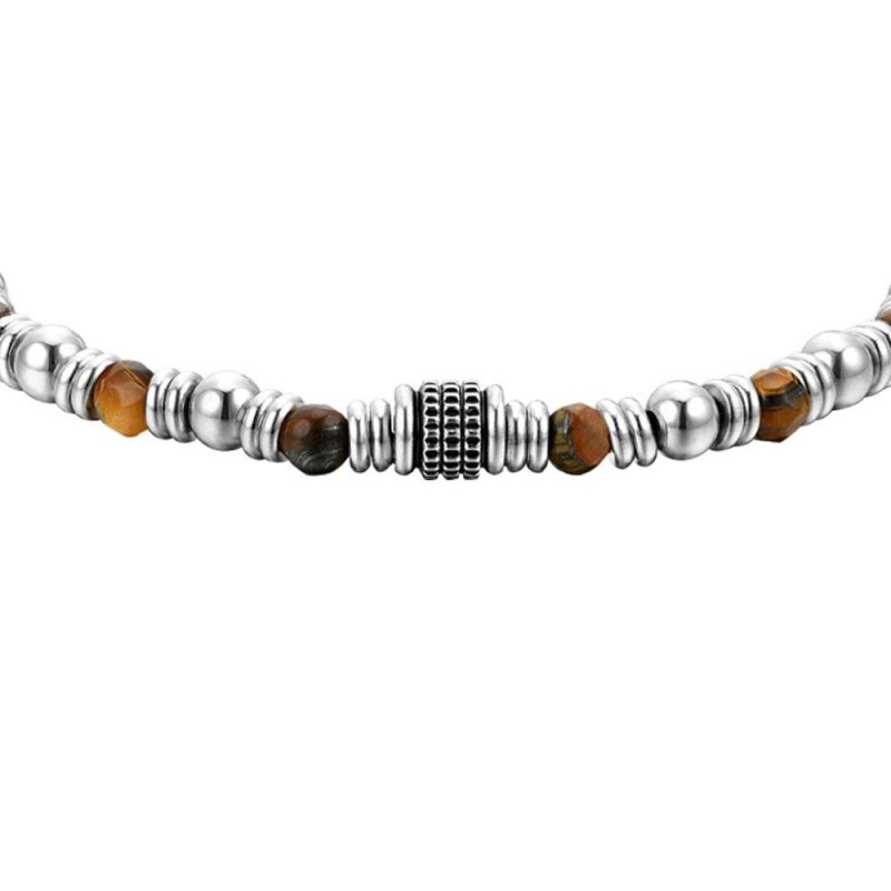 Luca Barra - Bracciale Uomo Acciaio - Occhio Di Tigre - Eleganza