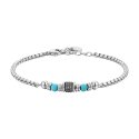 Luca Barra - Bracciale Uomo Acciaio - Pietre Turchesi - Design Moderno