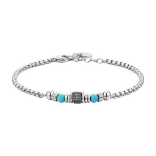 Luca Barra - Bracciale Uomo Acciaio - Pietre Turchesi - Design Moderno