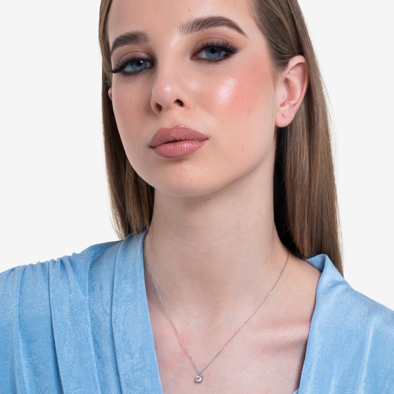 Luca Barra - Collana Donna Acciaio - Zircone Bianco - 40+5Cm