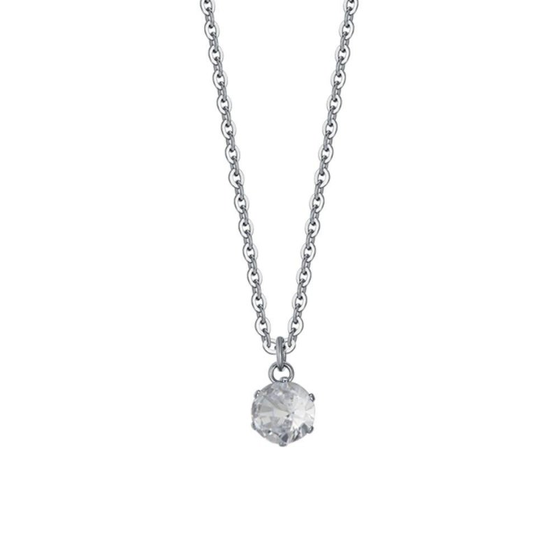 Luca Barra - Collana Donna Acciaio - Zircone Bianco - 40+5Cm