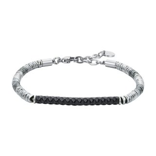 Luca Barra - Bracciale Uomo Acciaio - Piastra Ip Nero - Ematite